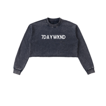 Load image into Gallery viewer, Snow Washed 7daywknd Cropped Sweatshirt
