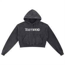 Load image into Gallery viewer, Snow Washed 7daywknd Cropped Hoodie
