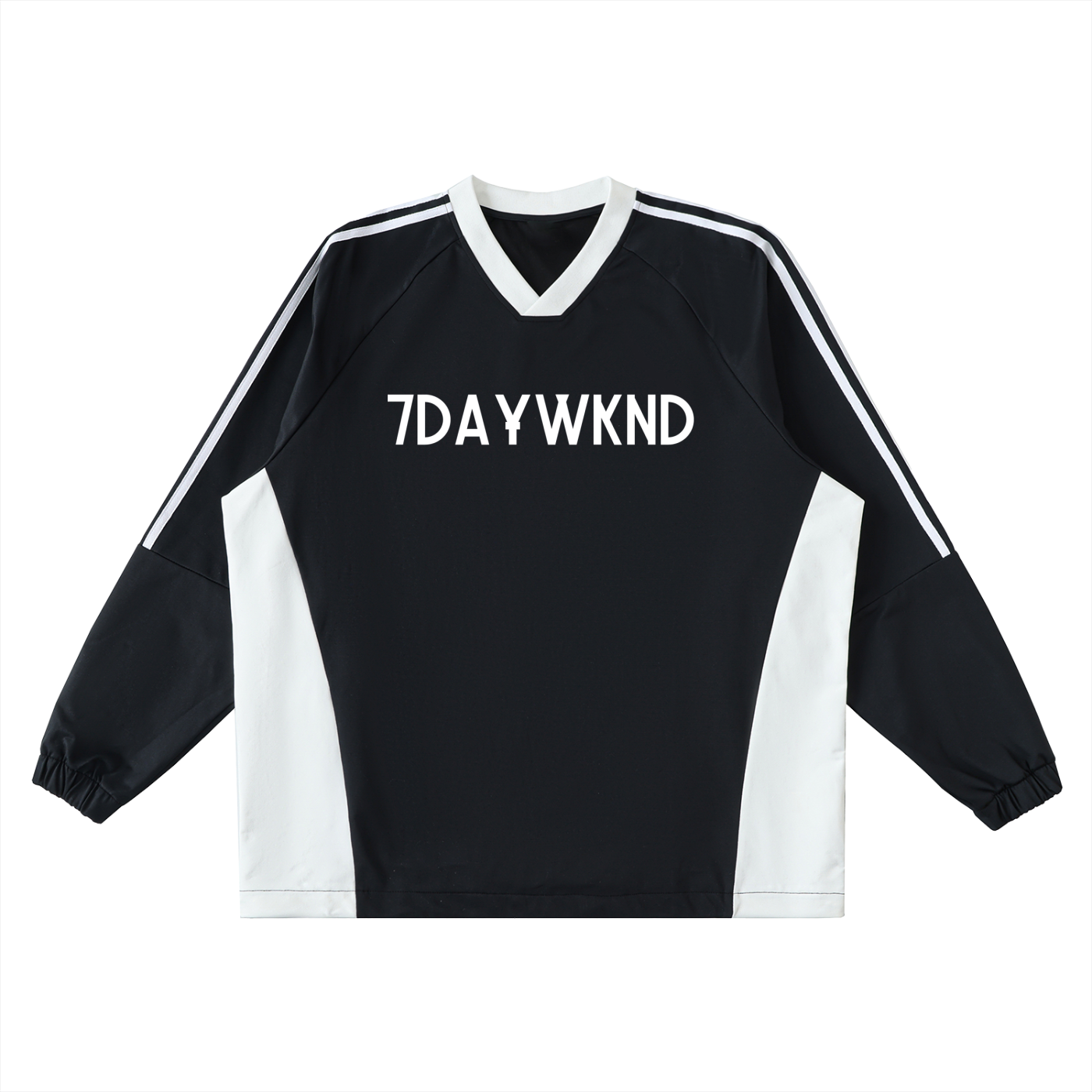 Color-Block V-Neck Long-Sleeve T-Shirt – 7daywknd