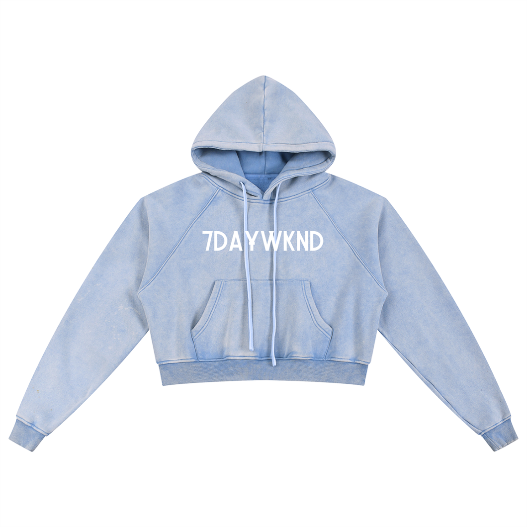 Snow Washed 7daywknd Cropped Hoodie